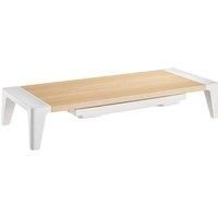 Properav Height Adjustable Monitor Riser Stand with Drawer - Wood Effect