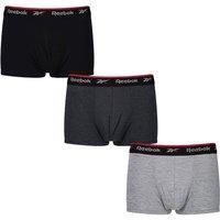 Men’s Reebok Redgrave Sports Trunks, Breathable Low Pants with Branded Stretch Waistband – Pack of 3, Black/Charcoal/Grey Marl