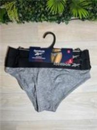 REEBOK Women Sports Brief MASEI Underwear SIZE SMALL Black / Grey pack of 2