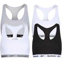 Reebok Women/'s, Stretch Cropped Sports Top with Racer Back, Multi Pack of 2 T-Shirt, White/Grey Marl, XS