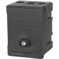 Lewden 100A 5-Way 2.5-35mm Connector Block Black (548YM)