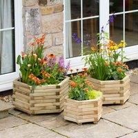 Zest 4 Leisure Set of 3 Marford Wooden Hexagonal Garden Planters 00492