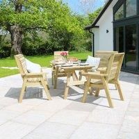 Zest Freya 6 Seater Wooden Dining Table & Chairs Bench Seat Set Garden Outdoor