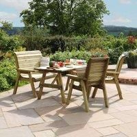 Zest Freya 4 Seater Wooden Dining Table & Chairs Bench Seat Set Garden Outdoor