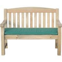 Zest Emily Wooden 2 Seater Bench Garden Patio Chair 4ft & Green Seat Pad Cushion