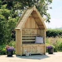 Zest Cheltenham Arbour Wooden Garden Seat & Storage Box Trellis Back & Cover