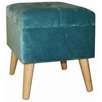 M S L Blue Velvet Stool with Storage