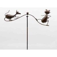 Minster Stylish Living MSL 54'' Metal Balance Cat with Mouse Stake