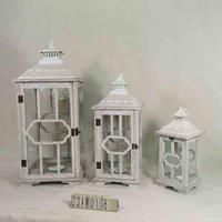 Minster Stylish Living Msl 74/56/39Cm Set 3 Wooden Lanterns