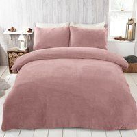 Brentfords Teddy Fleece Duvet Cover with Pillow Case Thermal Warm Bedding Set