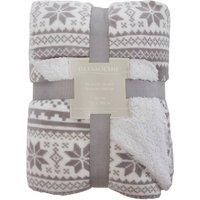 Dreamscene Sherpa Flannel Fleece Throw Soft Fur Blanket Nordic Print, Grey Red