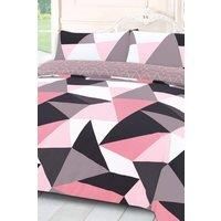 OHS Geometric Shapes Duvet Cover with Pillow Case Bedding Set Blush Grey