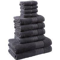 Brentfords Luxury Soft Towel Bale Bath Gift Set, Cotton, Charcoal, 25 x 27 x 16 cm