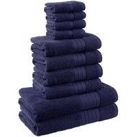 Brentfords Luxury Soft 10 Piece Towel Bale Gift Set - 100% Cotton 500 GSM - Navy