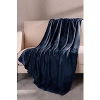 Brentfords Super Ultra Soft Flannel Fleece Blanket Throw Over Large Fluffy Warm, Navy Blue - 120 x 150cm
