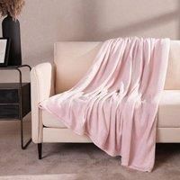 Brentfords Large Flannel Fleece Blanket Warm Throw for Soft Bed Sofa Blush Ochre