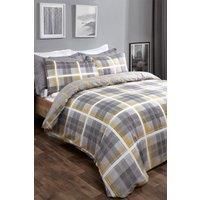 Dreamscene Denim Check Duvet Cover with Pillowcase Tartan Bedding Set Blue White