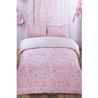 Dreamscene Unicorn Princess Duvet Cover with Pillowcase Kids Bedding Set, Blush