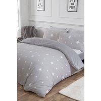 Dreamscene Star Printed Patterned Thermal Teddy Fleece Duvet Cover Quilt with Pillowcase Soft Warm Fluffy Bedding Set, Blush Pink / White - King