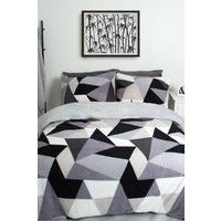 Dreamscene Shapes Teddy Fleece Duvet Cover with Pillowcase Soft Warm Bedding Set