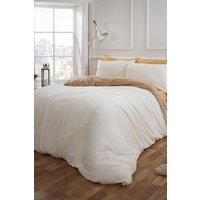 OHS Reversible Teddy Fleece Duvet Cover with Pillowcase Bedding Set Grey