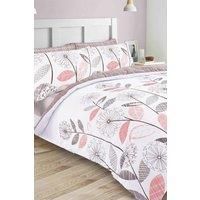 Dreamscene Allium Duvet Cover with Pillowcase Reversible Check Bedding Set Grey