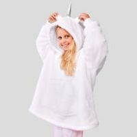 Dreamscene Unicorn Hoodie Blanket Oversized Kids Ultra Plush Soft Sherpa - White