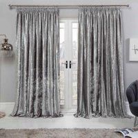 Sienna Crushed Velvet Pencil Pleat Curtains Ready Made Pair Fully Lined Tape Top