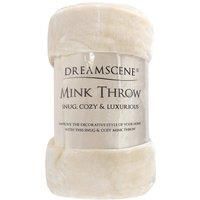 Dreamscene Luxury Faux Fur Mink Fleece Ultra-Soft Snug Cosy Decorative Throw Over-Bed Sofa Warm Blanket, Cream Ivory - 150 x 200cm