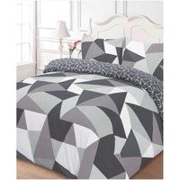 Dreamscene Geometric Shapes Duvet Cover with Pillowcase Bedding Set Black Grey