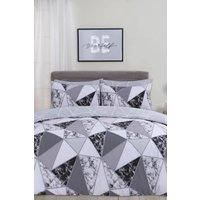 Dreamscene Marble Geometric Duvet Cover with Pillowcase Bedding Set Grey Blush