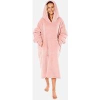 Sienna Long Hoodie Blanket Soft Sherpa Fleece Oversized Sweatshirt - Pink