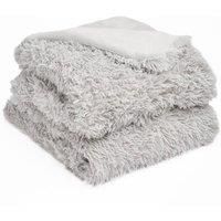 Sienna Super Fluffy Fleece Throw Shaggy Faux Fur Blanket Warm Long Pile Reversible for Sofa Chair Bed - 150 x 200cm, Silver Grey