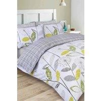 Dreamscene Allium Duvet Cover with Pillowcase Reversible Check Bedding Set Grey