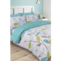 Dreamscene Allium Duvet Cover with Pillowcase Reversible Check Bedding Set Grey