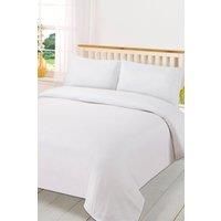 Brentfords Plain Dye Duvet Quilt Cover with Pillow Case Bedding Set - White, Single