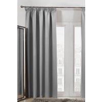 Dreamscene Pencil Pleat Blackout Curtains Set of 2 Thermal Tape Top Heading Panels, Silver Grey - Width 90" x Drop 90"