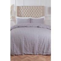 Highams Seersucker Duvet Cover with Pillowcase Bedding Set Silver White Charcoal