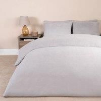 Brentfords Fleece Bedding Single Silver Grey, Teddy Fleece Bedding Single Christmas Duvet Sets Grey Single Quilt Covers with Pillowcases Ultra Soft Duvet for Single Bed