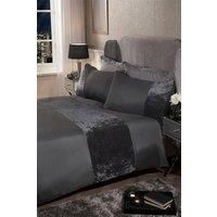 Sienna Crushed Velvet Panel Duvet Cover with Pillow Case Bedding Set Silver Grey