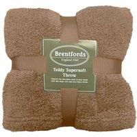 Brentfords Teddy Fleece Throw, 150 x 200 cm, 100% Polyester, Latte Mink Natural, Double