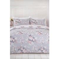 Dreamscene English Rose Duvet Cover with Pillow Case Bedding Set, Grey Duck Egg