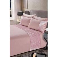 Sienna Crushed Velvet Panel Duvet Cover with Pillow Case Bedding Set Silver Grey
