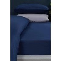 Brentfords Plain Dye Fitted Bed Sheet Non Iron Super Soft Easy Care Microfiber, Navy Blue - Super King