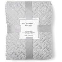 Brentfords Geometric Pinsonic Quilted Bedspread Throw Over Large Sofa Bed Cover Blanket Easy Care, Silver Grey - 200 x 240cm