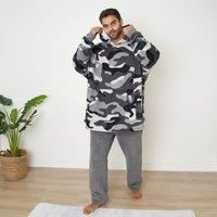Dreamscene Camo Oversized Hoodie Blanket Giant Hiking Wearable Sherpa Sweatshirt