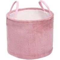 OHS Teddy Fleece Storage Basket Hamper Home Laundry Clothes Toy Organiser Handle