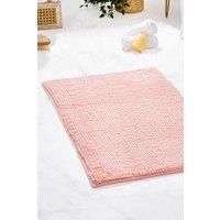 Brentfords Noodle Bath Mat Non-Slip Chenille Bathroom Shower Rug Highly Absorbent Shaggy Washable, Blush Pink - 45 x 75cm