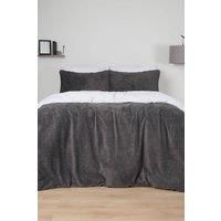 Brentfords Reversible Teddy Fleece Duvet Cover with Pillowcase Bedding Set Grey