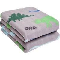 Dreamscene Sofa Bed Throw, Wholesale Set of 10, Soft & Warm Fluffy Blanket, Printed Dinosuar Grey Design, Bedroom & Living Room Accessory, 120 x 150cm